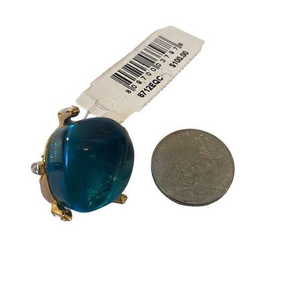 Kenneth Jay Lane Couture Collection Ocean Blue & Yellow Gold Toned Clips. - Picture 5 of 7